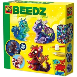 Ses Creative - Beedz - Coffret Activité Créative Perles à Repasser Dragon - 1800 Perles, Dragons 3D à Créer - À Partir de 5 Ans
