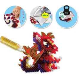 Ses Creative - Beedz - Coffret Activité Créative Perles à Repasser Dragon - 1800 Perles, Dragons 3D à Créer - À Partir de 5 Ans
