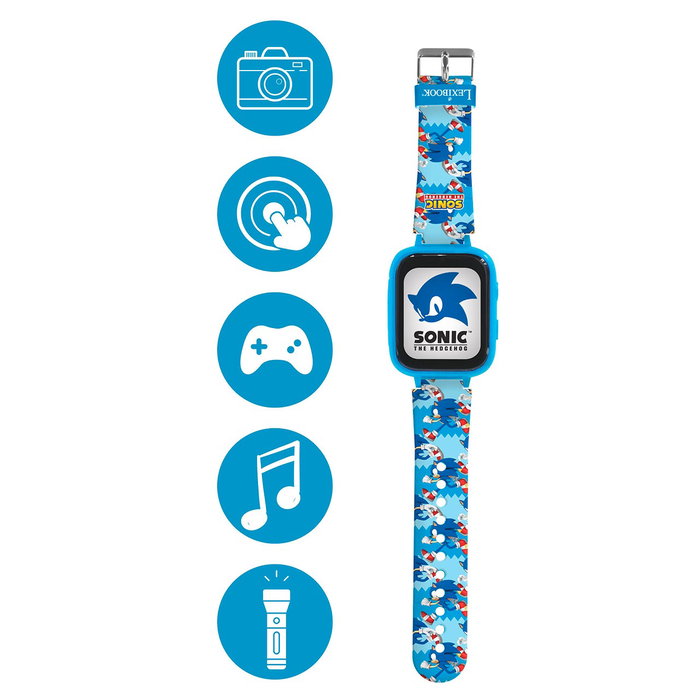 Lexibook Montre tactile pour enfants avec caméra 720p et licence Sonic - DMW070SN - Fonctions: MP3, podomètre, lampe torche, enregistreur