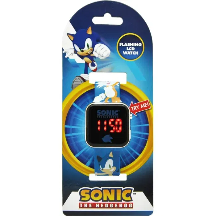 Kids Licensing - Montre LED Sonic pour enfant dès 4 ans - Affichage numérique, changement de fond d'écran - Bleu