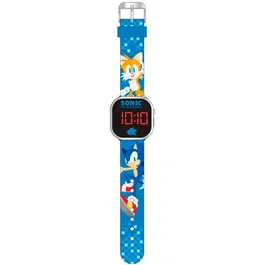 Kids Licensing - Montre LED Sonic pour enfant dès 4 ans - Affichage numérique, changement de fond d'écran - Bleu