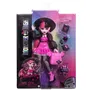 Monster High Poupée Draculaura HRP64 avec Animal de Compagnie Count Fabulous et Accessoires - Tenue Fuchsia et Noire