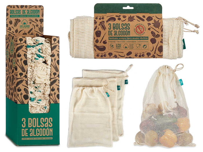 ARTE REGAL Lot de 120 sacs en coton blanc en présentoir ARTE REGAL Lot de 120 sacs en coton blanc en présentoir
