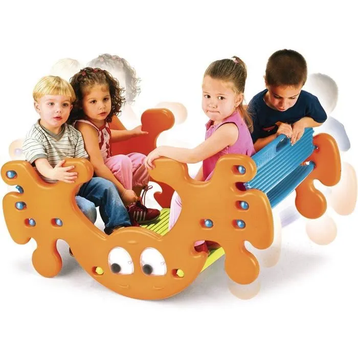 Feber - Table réversible et bascule double 2-en-1 - Table de pique-nique 4 enfants extérieur - Jouet plastique résistant UV - Enfant dès 12 mois - Multicolore