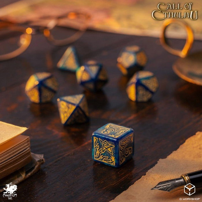 Q Workshop Call of Cthulhu 7th Edition Set de 7 Dés Bleu-vert & Or Q Workshop Call of Cthulhu 7th Edition Set de 7 Dés Bleu-vert & Or