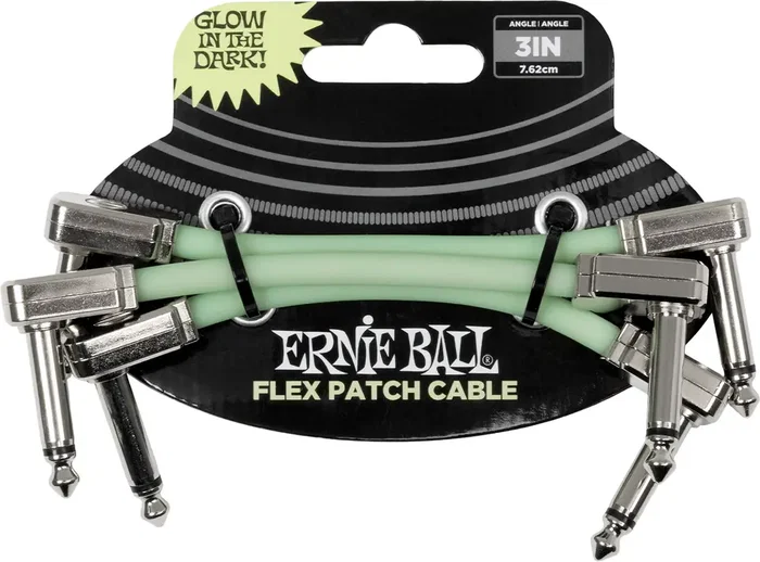 Ernieball Cable Interlink Flex Jack-Jack Phosphorescent 7,5 cm (Pack de 3)