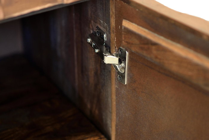 GINER Y COLOMER - Buffet/Buffet industriel en bois de manguier avec détails en bronze - 3 portes, 3 tiroirs - 80x142x42 cm