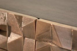 GINER Y COLOMER - Buffet/Buffet industriel en bois de manguier avec détails en bronze - 3 portes, 3 tiroirs - 80x142x42 cm