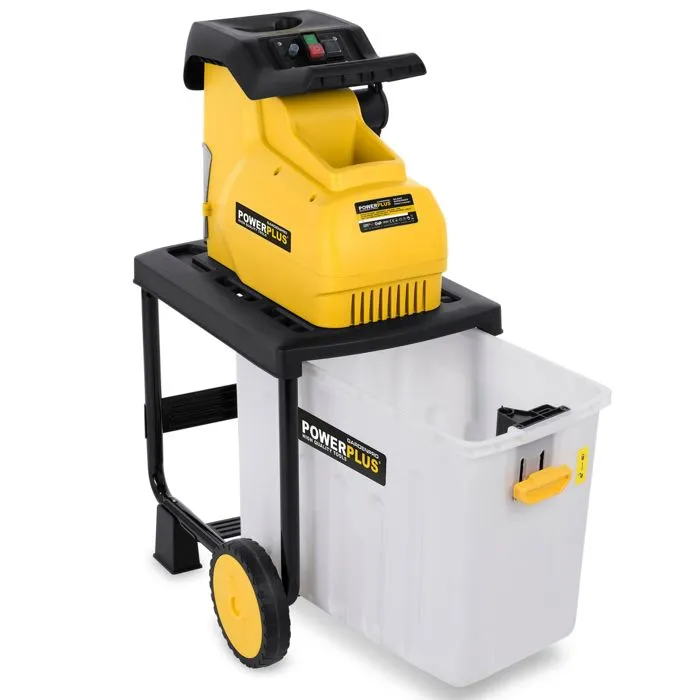 Powerplus - Broyeur de végétaux électrique 2800W avec coupe-branches jusqu'à 45mm, moteur à induction et sac de récupération 50L