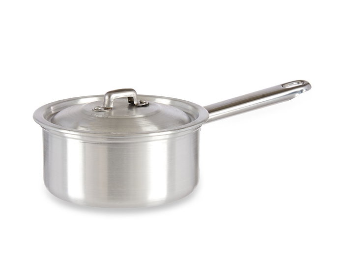 Kinvara Casserole en aluminium avec couvercle 14 cm – Argent, compatible gaz et four (Set de 10)
