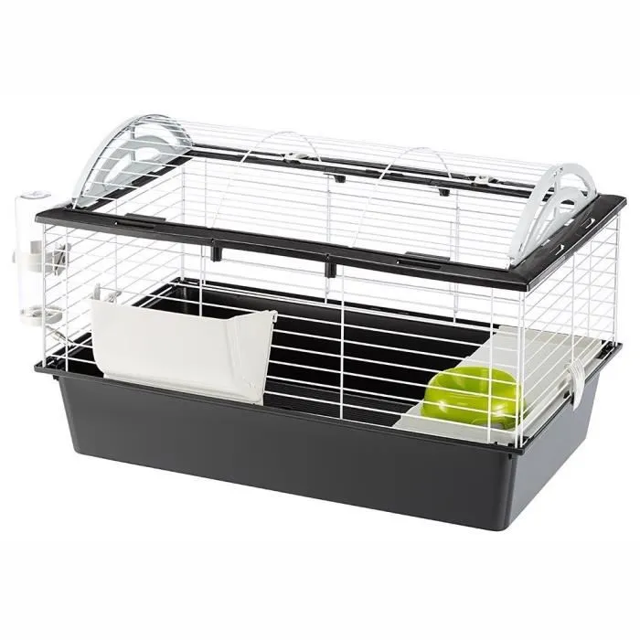 Ferplast Casita 80 - Cage pour cochon d'Inde ou lapin, dimensions 78 x 48 x 50 cm, couleur noire