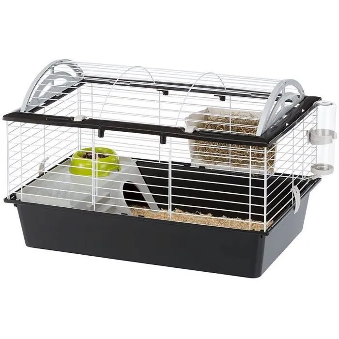 Ferplast Casita 80 - Cage pour cochon d'Inde ou lapin, dimensions 78 x 48 x 50 cm, couleur noire