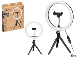 Arte Regal Luz Aro Selfie avec Trépied 25x3x25 cm Noir/Blanc 120 LED USB (Set de 12)