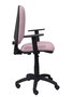 Chaise de bureau Aýna avec mécanisme Contact permanent de base, rembourrée de tissu rose pâle. Équipée d'une base en polyamide noir, d'accoudoirs 1D et de roulettes en nylon de 50 mm