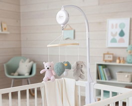 KioKids Mobile de berceau musical avec peluches en coton - Rose