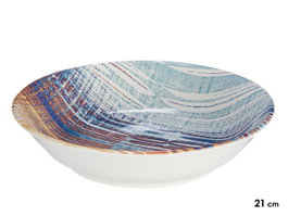 VESSIA Plat creux en porcelaine 21cm à rayures