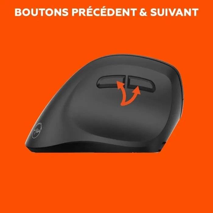 MOBILITY LAB M30W-L - Souris sans fil ergonomique pour gaucher - Connexion 2x Bluetooth + récepteur USB 2.4GHz - Clics silencieux - Sensibilité réglable - Recharge USB-C - Noir
