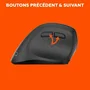 MOBILITY LAB M30W-L - Souris sans fil ergonomique pour gaucher - Connexion 2x Bluetooth + récepteur USB 2.4GHz - Clics silencieux - Sensibilité réglable - Recharge USB-C - Noir