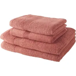 Today Lot de 2 Serviettes de Bain 50x100 cm et 2 Draps de Bain 70x130 cm - Coton 100% - Densité 450 GSM - Couleur Terracotta