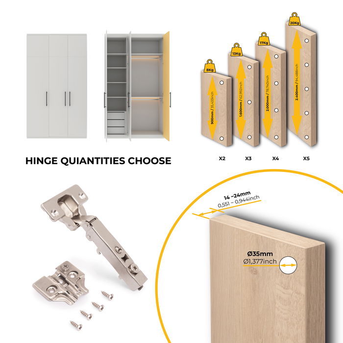 Emuca Lot de 20 charnières droites X92 avec fermeture amortie et embase à visser, Hauteur 0, Acier, Nickelé Emuca Lot de 20 charnières droites X92 avec fermeture amortie et embase à visser, Hauteur 0, Acier, Nickelé