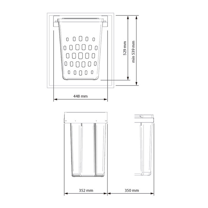 ACCESORIOS COCINA Kit Tolva Ropa M500 50L - Bac à linge blanc avec fixation supérieure et fermeture totale - Accessoires cuisine