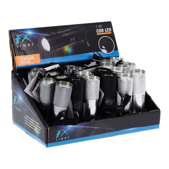 Fx Light Mini lampe torche LED en aluminium, 1W 80lm, 3 piles AAA non incluses, Ø25x85mm, couleurs assorties Fx Light Mini lampe torche LED en aluminium, 1W 80lm, 3 piles AAA non incluses, Ø25x85mm, couleurs assorties