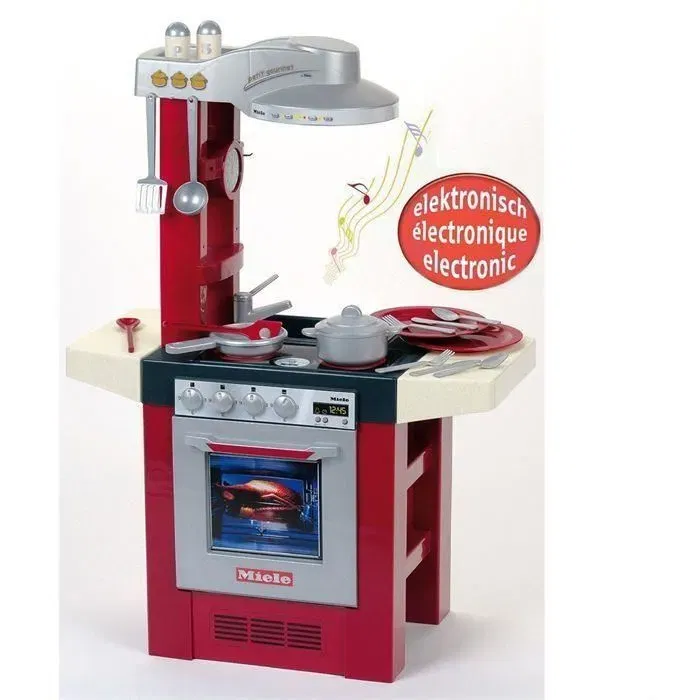 KLEIN Cuisine électronique pour enfant MIELE avec effets sonores, plaques, four, évier et accessoires - Jouet d'imitation 3 ans et plus
