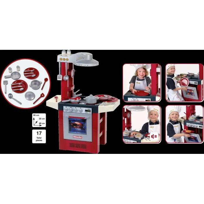 KLEIN Cuisine électronique pour enfant MIELE avec effets sonores, plaques, four, évier et accessoires - Jouet d'imitation 3 ans et plus