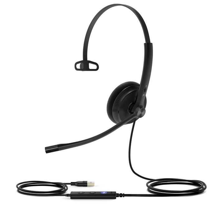 Yealink UH34 Lite Mono - Casque USB mono pour Microsoft Teams avec microphone, réponse en fréquence 20 Hz-20 kHz, haut-parleur 28 mm et câble de 1.2 m - Confortable pour le travail