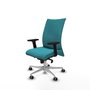 Chaise Albacete confidente Synchro 5 positions Tissu Turquoise Structure d' aluminium Accoudoir 2D Sans appui-tête Roulettes 65mm pour moquette