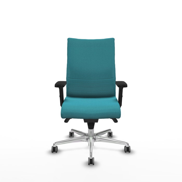 Chaise Albacete confidente Synchro 5 positions Tissu Turquoise Structure d' aluminium Accoudoir 2D Sans appui-tête Roulettes 65mm pour moquette Chaise Albacete confidente Synchro 5 positions Tissu Turquoise Structure d' aluminium Accoudoir 2D Sans appui-tête Roulettes 65mm pour moquette