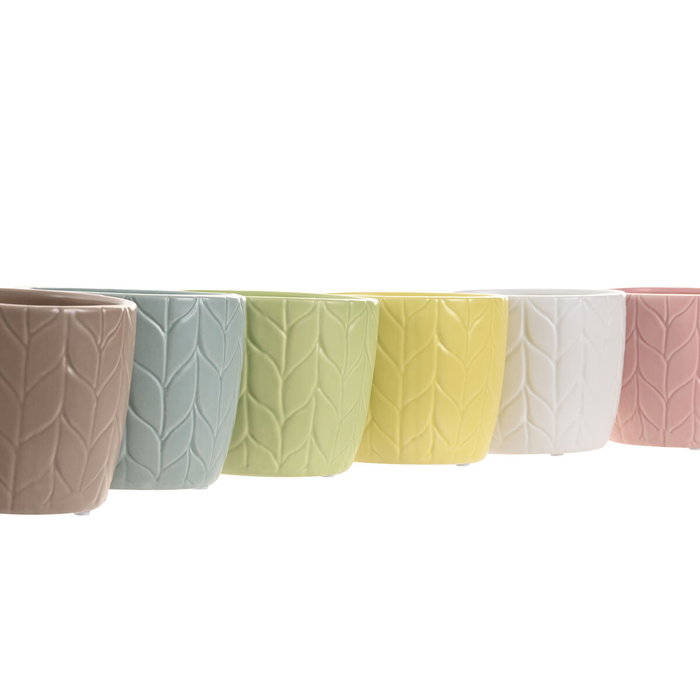 Cache-pot Home ESPRIT Jaune Bleu Blanc Rose Dolomite 12 x 12 x 10 cm (6 Unités)