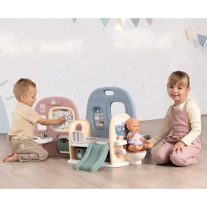 Smoby - Baby Care - Crèche 5 Espaces avec 27 Accessoires pour Poupon jusqu'à 42 cm - Coin Entrée, Parc, Toilettes, Sieste, Repas Smoby - Baby Care - Crèche 5 Espaces avec 27 Accessoires pour Poupon jusqu'à 42 cm - Coin Entrée, Parc, Toilettes, Sieste, Repas