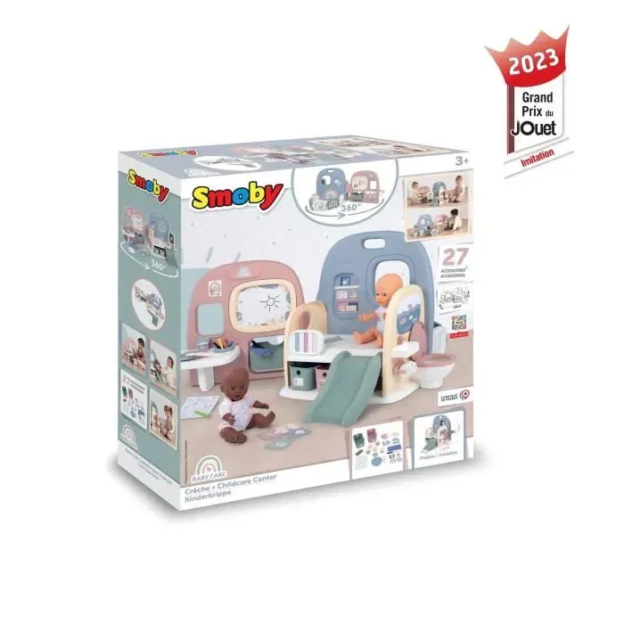 Smoby - Baby Care - Crèche 5 Espaces avec 27 Accessoires pour Poupon jusqu'à 42 cm - Coin Entrée, Parc, Toilettes, Sieste, Repas Smoby - Baby Care - Crèche 5 Espaces avec 27 Accessoires pour Poupon jusqu'à 42 cm - Coin Entrée, Parc, Toilettes, Sieste, Repas