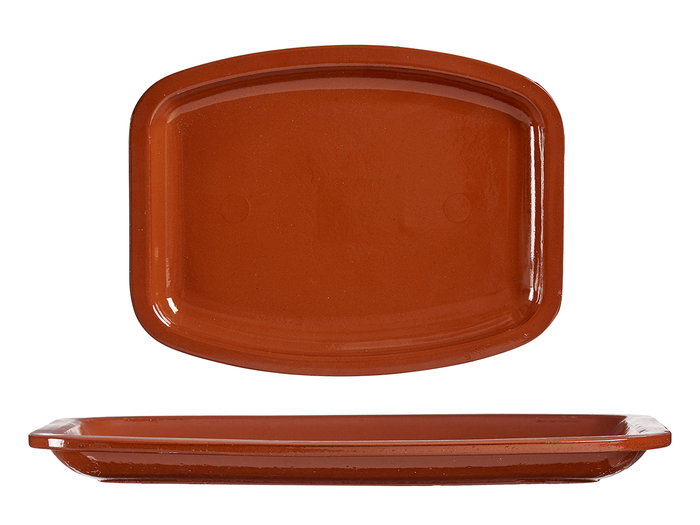 La Dehesa Bandeau Plat Rectangulaire 40 x 30 cm en Grès Réfractaire Couleur Miel (Set de 6)