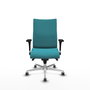Piqueras Y Crespo Silla Albacete confidente, Turquoise, Mécanisme Synchro, Base Aluminium, Brazos 1D, Roues 65mm