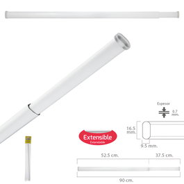 MAURER Barre de visillo extensible 52,5/90 cm avec ressort à pression ajustable