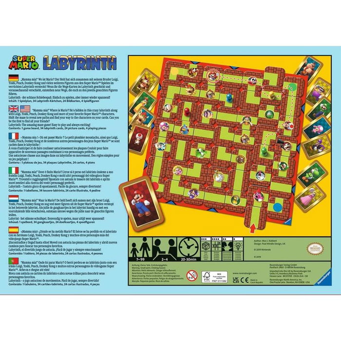 Ravensburger Labyrinth Super Mario - Jeu de société, labyrinthe dynamique, personnages Mario, 2-4 joueurs, dès 7 ans Ravensburger Labyrinth Super Mario - Jeu de société, labyrinthe dynamique, personnages Mario, 2-4 joueurs, dès 7 ans