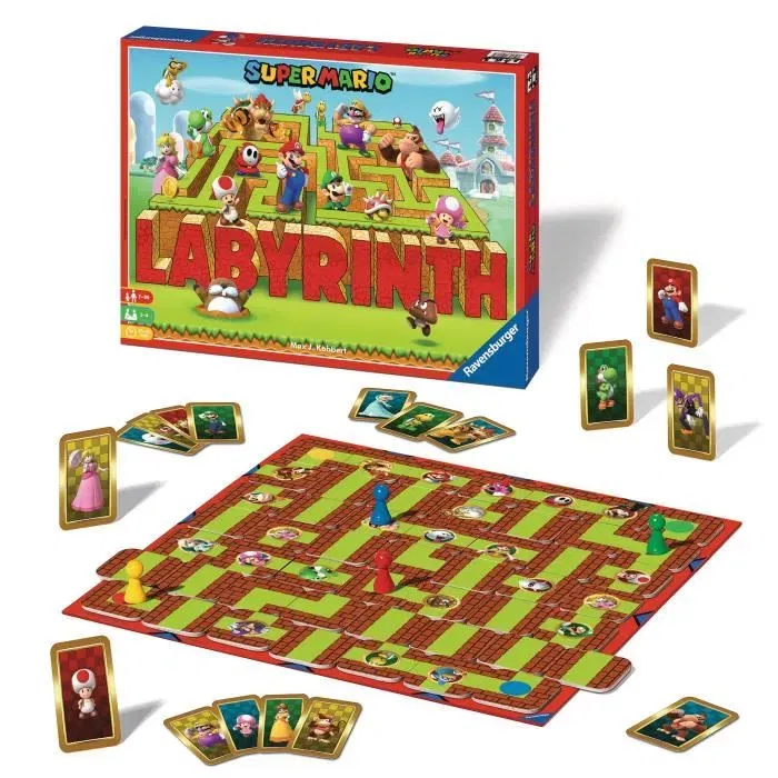 Ravensburger - Labyrinthe SUPER MARIO - Jeu de société familial - Chasse au trésor dans un labyrinthe en mouvement - Stratégie pour enfants dès 7 ans et adultes