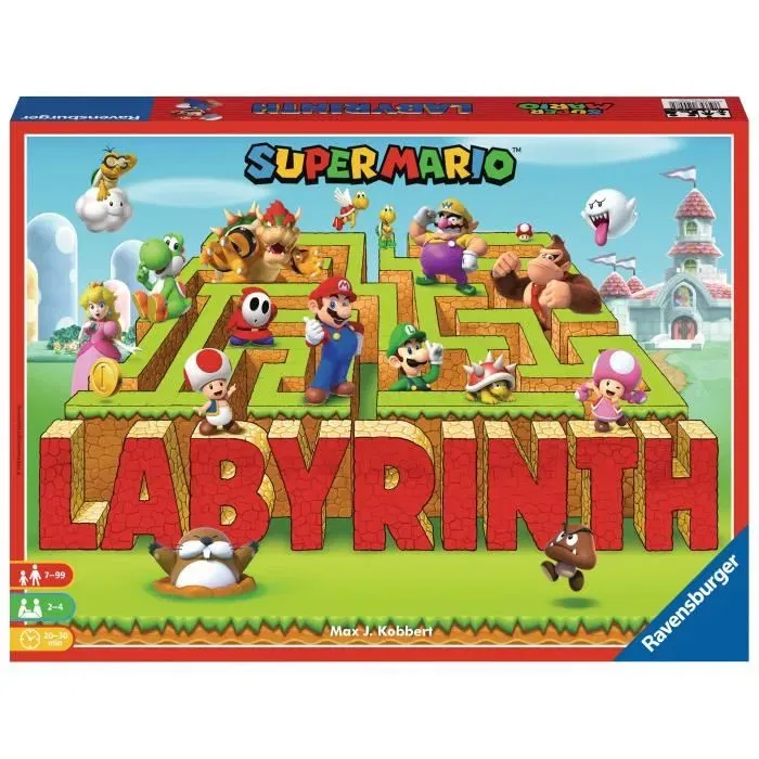 Ravensburger - Labyrinthe SUPER MARIO - Jeu de société familial - Chasse au trésor dans un labyrinthe en mouvement - Stratégie pour enfants dès 7 ans et adultes