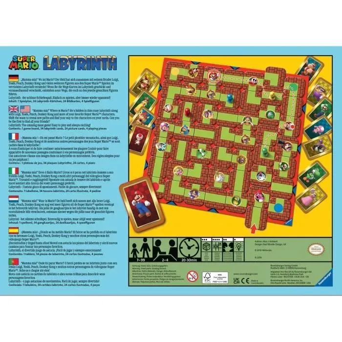 Ravensburger - Labyrinthe SUPER MARIO - Jeu de société familial - Chasse au trésor dans un labyrinthe en mouvement - Stratégie pour enfants dès 7 ans et adultes
