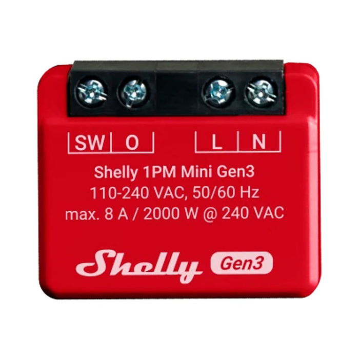 Module interrupteur Wi-Fi Shelly Mini 1PM Gen3 Bluetooth Wi-Fi Bluetooth 4.2