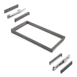 Emuca Rack avec glissières à extension totale et à fermeture douce pour accessoires d'armoire Quartz, 812-838mm, Aluminium et plastique, Titane