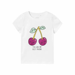 T shirt à manches courtes Enfant Name It Nmfvibeke Capsl Blanc