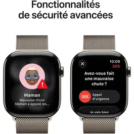 Apple Watch Series 11 GPS + Cellular 46mm, Boîtier en Titane Naturel, Bracelet Milanese Naturel S/M