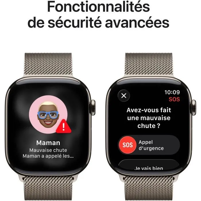 Apple Watch Series 11 GPS + Cellular 46mm, Boîtier en Titane Naturel, Bracelet Milanese Naturel S/M