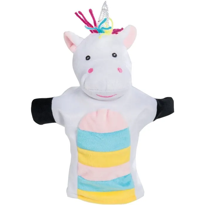 Roba - Set de 4 marionnettes à main pour enfants : Fée enchanteresse, Licorne, Dragon et Chevalier - Ensemble de marionnettes en tissu lavable et doux - Conforme normes EN 71-1