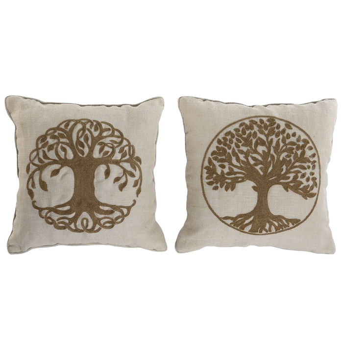 Coussin Home ESPRIT Blanc Naturel Arbre Romantique 45 x 15 x 45 cm (2 Unités)