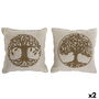 Coussin Home ESPRIT Blanc Naturel Arbre Romantique 45 x 15 x 45 cm (2 Unités)
