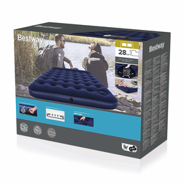 Bestway 67226 Matelas Gonflable Double 203x152x28 cm avec Pompe à Pied Gonflage Camping Intérieur